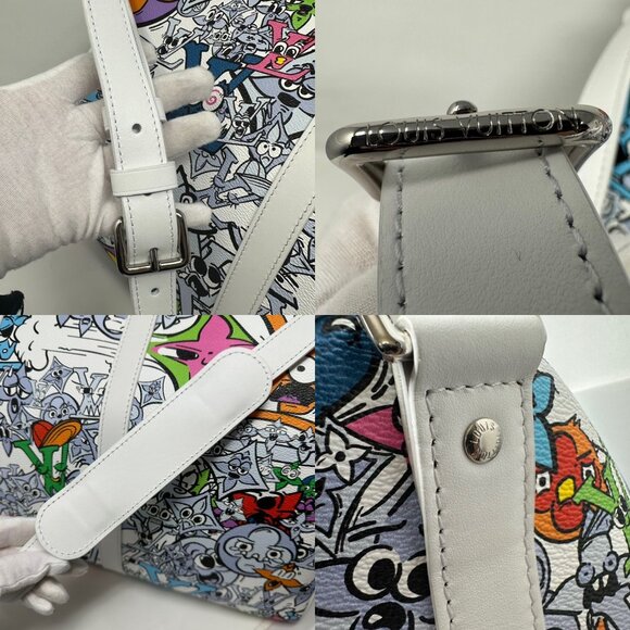 LOUIS VUITTON 2023 Comics White & Multi-Color Monogram Keepall Bandouliere 50 - Picture 8 of 12